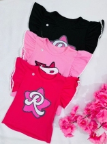 Blusa T-Shirt c/ Manga Babado